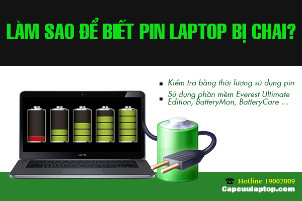 Nhận biết pin laptop bị chai chính xác đơn giản