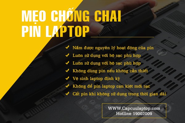 Meo chong chai pin laptop