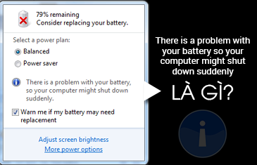 there is a problem with your battery so your computer might shut down suddenly